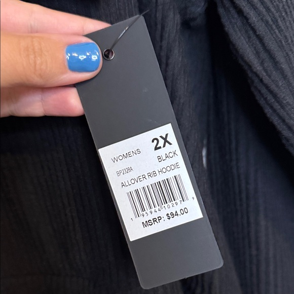 Bebe Black Ribbed lightweight Hoodie, NWT - Picture 2 of 6